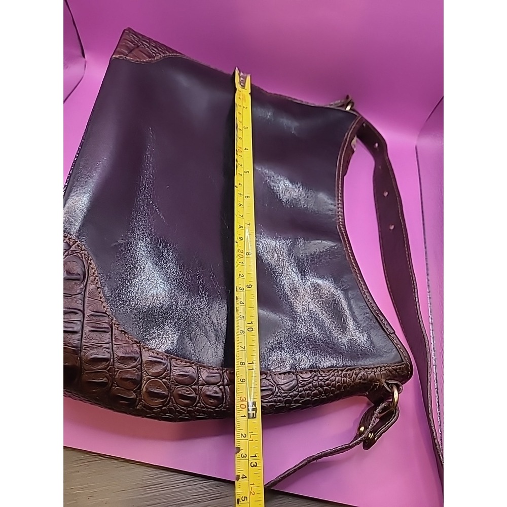 Vintage Brahmin Black And Brown Crocodile Leather Shoulder Handbag Crossbody - Picture 16 of 16